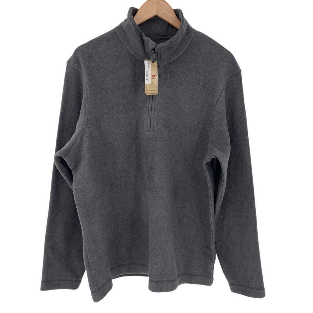 Wrangler Rugged Wear 1/4 Zip Fleece Pullover Shirt Men Large Grey‎ Outdoors NWT